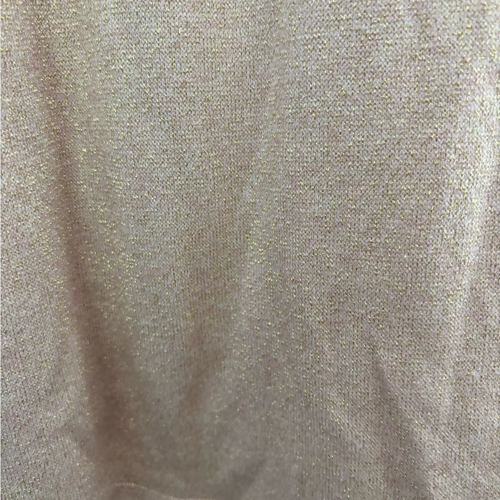 Talbots Long Sleeve Top Womens Size Medium Petite Pink Shimmer Metallic Tie Neck - Picture 6 of 7